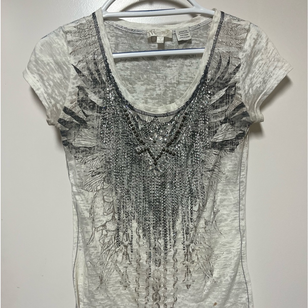 Miss me rhinestones embellished top